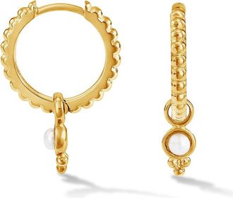 Dower & Hall Timeless Dotty Hoops with Pearl Drop