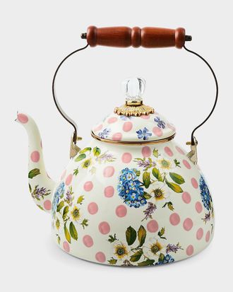 MacKenzie-Childs Wildflowers Large Pink Tea Kettle
