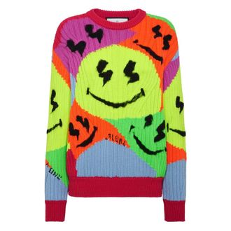 Philipp Plein Truien & Vesten, Dames, Veelkleurig, XS, Wol, Pullover Ronde Hals Smile