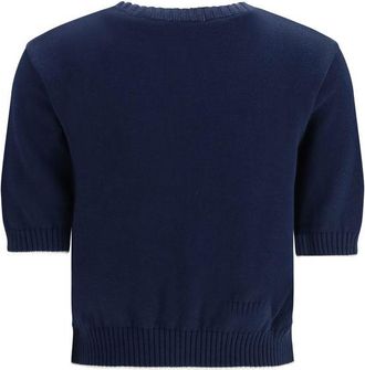 Max Mara Embroidered Cotton Sweater - Navy
