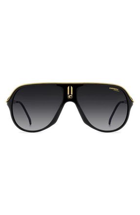 Carrera Safari 62mm Oversize Gradient Rectangular Sunglasses in Black Gold/Dark Grey Sf at Nordstrom