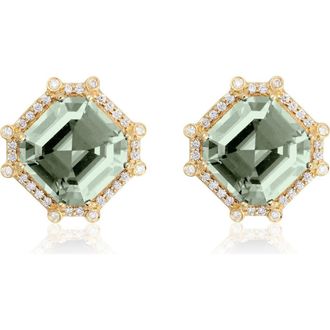 Goshwara Asscher Cut Stone Stud Earrings in Translucent Green at Nordstrom