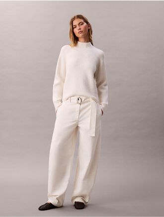 Calvin Klein Jeans Calvin Klein Womens Cotton Belted Pants - Ivory - 10