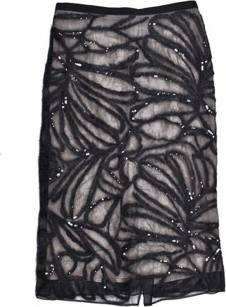 Brunello Cucinelli Black Silk Sequin Skirt, Brand Size 42 (US Size 8)