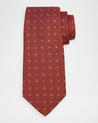 Kiton Men & apos;s Silk Micro-Geometric 7-Fold Tie
