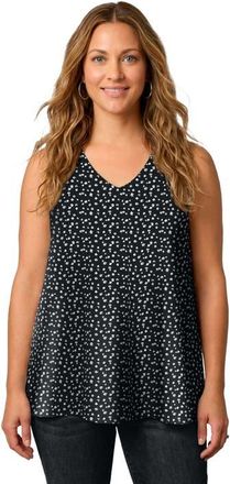 Roaman's Plus Size Cotton Ultimate Swing Tank Top in Black Buttercup Floral at Nordstrom, Size 20