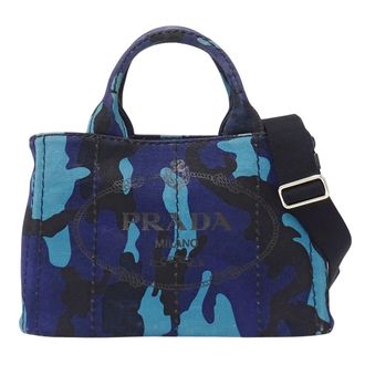 Prada Camouflage Navy Canvas Handbag Shoulder Bag Tote Bag (Pre-Owned)
