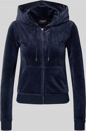 Juicy Couture Sweatjacke mit Label-Stitching Modell ROBERTSON in Dunkelblau, Gr&ouml;&szlig;e XL