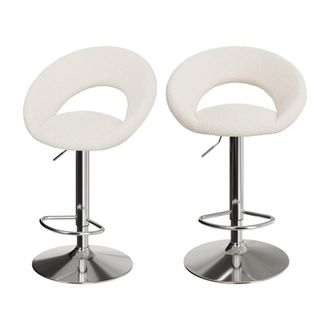 Rendez-Vous D&eacute;co Set de 2 sillas de bar en metal y tejido boucl&eacute; 61/76,5 cm