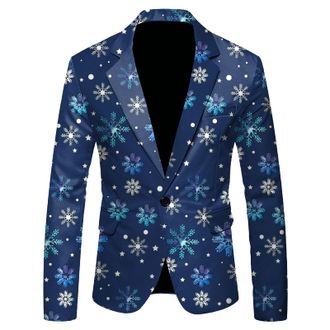 Generic Mens Christmas Suits Blazer Slim Fit Lapel One Button Suit Tuxedo Jacket Novelty Blazer Jacket Men Xmas Costume Party Outfit Tuxedo Suits Business Wed