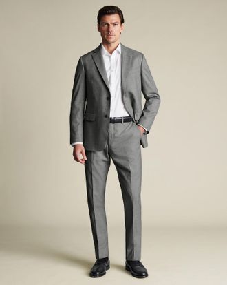 CHARLES TYRWHITT Ultimate Performance Sharkskin Suit Trousers - Grey Size 30/32 by Charles Tyrwhitt