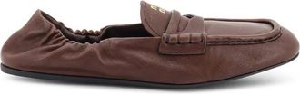 Miu Miu Ruches Ballerina - Dames - Loafers - Bruin - 39 EU - Leer - Schoenen