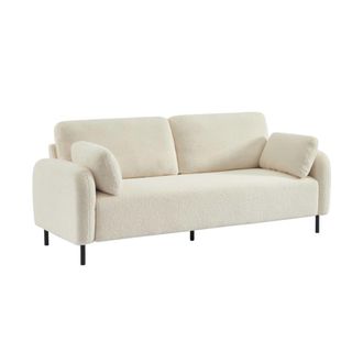 Sweeek Sofá en borreguito con patas de metal de 3 plazas, crema
