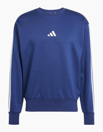 adidas Mens Mens Essentials 3 Stripes Fleece Sweatshirt - Navy/Multi - Size: 46