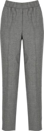 PESERICO Straight-Leg Grey Pants With Elastic Waistband And Faux Pockets