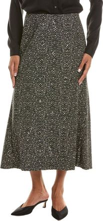 Oscar De La Renta Chevron Wool Tailored Midi Skirt