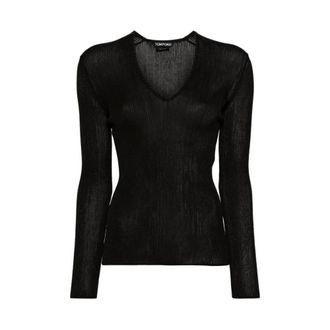Tom Ford V-neck Knitwear, female, Black, Size: M Polyamide Tank Top