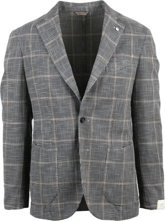 L.B.M. 1911 Grey Cotton Silk Fitted Jacket