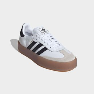 adidas Sneaker ADIDAS ORIGINALS SAMBA, Damen, Gr. 38,5, schwarz-weiss (cloud wei&szlig;, core schwarz, gold metallic), Leder, Synthetik, Schuhe Sneaker
