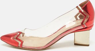Nicholas Kirkwood Red/transparent Leather And Pvc Block Heel Pumps