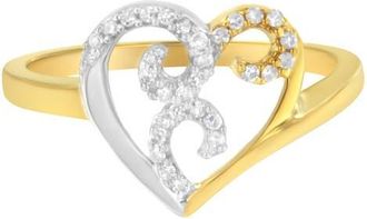 House of Brilliance 10K Two-Toned Gold 1/6 Cttw Diamond Heart Shape Cluster Ring in Yellow Gold at Nordstrom, Size 7.25