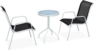 vidaXL Mesa Y Sillas Bistr&oacute; De Jard&iacute;n 3 Piezas Acero Negro Vidaxl