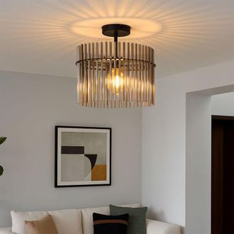 Globo Lighting Lampada da soffitto aste in vetro color fumo lampada da soggiorno lampada da soffitto ovale lampada da camera da letto, 1x E27, LxLxH40x22x34 cm