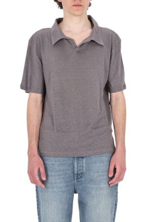 Officine G&eacute;n&eacute;rale Simon Light Linen Open Collar Polo Shirt