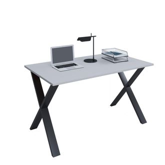 ebuy24 Vcm Wood Desk Al. 76 X An. 110 X P. 80 Cm Mesa De Ordenador Lisa Pies De Metal De Alta Calidad Mesa De Trabajo Muebles De Oficina - Lona X (negro / Bl