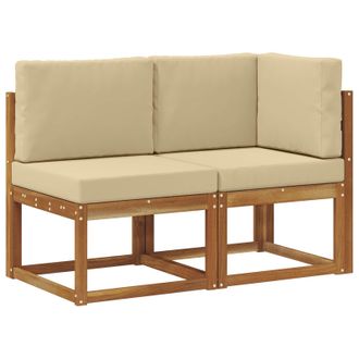 vidaXL Sof&aacute; De Esquina Y Centro Para Exterior 2 Pieza Natural Y Beige Vidaxl