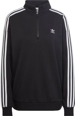 adidas (WMNS) adidas adicolor Trefoil Quarter-Zip Sweatshirt Asia Sizing Black White II6087