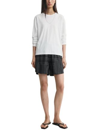 Toteme Monogram Embroidered Silk Shorts - Black