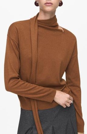 Mango Scarf Sweater in Medium Brown at Nordstrom Rack, Size X-Small