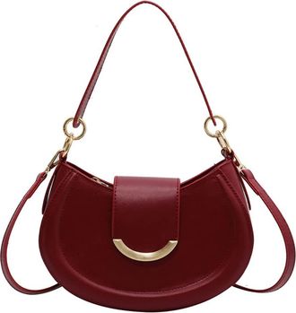 Generic Women Fashion Crossbody Bags Leather Purse and Handbag Everyday Casual Shoulder Bag Tote Small Crescent Bags (Red)