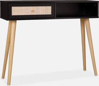 Sweeek Sweeek - Consola Estilo Escandinavo De Ca&ntilde;a, 100cm, Boheme, Negro, 100x29x81 Cm