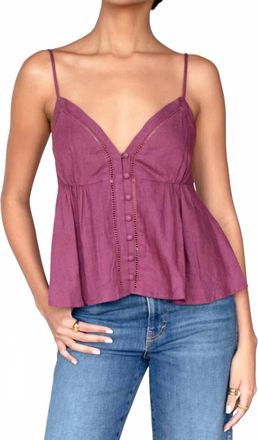 Emerson Fry Ladder Trim Top In Crushed Berry Linen
