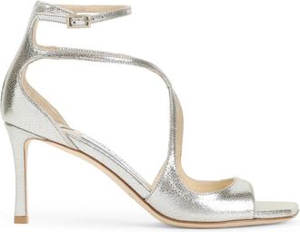 Jimmy Choo London Metallic Sandalen voor Vrouwen Aw 25 - Dames - Sandalen met hakken - Grijs - 36 EU - Leer - Schoenen