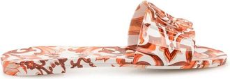 Dolce & Gabbana Maiolica-print Rubber Slides - Dames - Sandalen - Oranje - 36 EU - Katoen - Schoenen