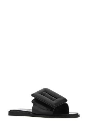 Boyy Puffy Leather Slipper - Black