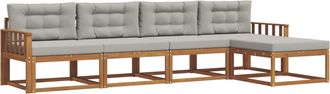 vidaXL Conjunto De Sof&aacute;s De Exterior 5 Uds. Gris Natural Y Claro Vidaxl