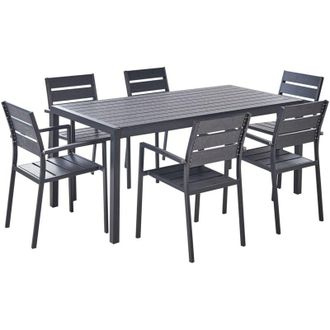 Beliani Set da Giardino 6 Sedie Tavolo Nero in Alluminio Anodizzato Vernio