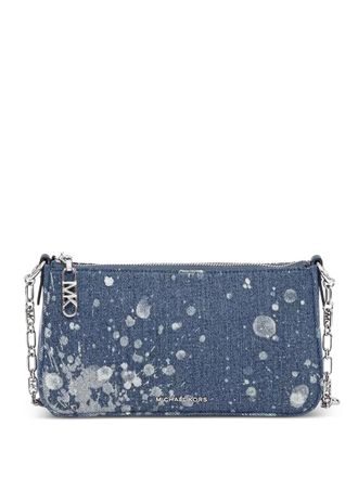 Michael Michael Kors Empire denim splatter-print shoulder bag - women - Cotton/Calf Leather/Polyester - OS - Blue