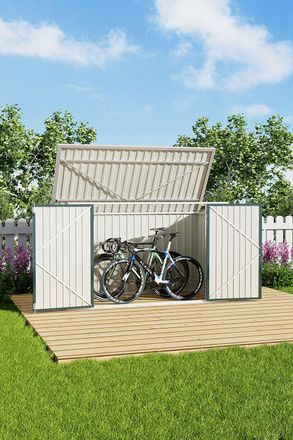 Living and Home Outdoor Heavy Duty Steel Bicycle Trash Can Storage Shed in Green