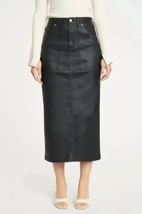 Daze Sweetheart Midi Skirt In Coated Asphalt