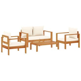 vidaXL Vidaxl Set Sof&aacute;s De Jard&iacute;n Con Cojines 4 Pzas Madera Maciza De Acacia