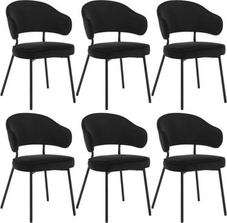 Woltu Set Of 6 Dining Chairs Velvet Seat Metal Legs Kitchen Lounge Living Room Chair Home Black
