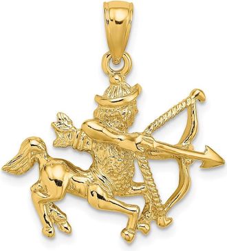 Diamond2Deal 14k Yellow Gold Large Sagittarius Zodiac Charm Pendant