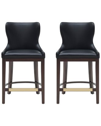 Manhattan Comfort Set Of 2 Blair Leatherette Counter Stools With Beech Wood Legs