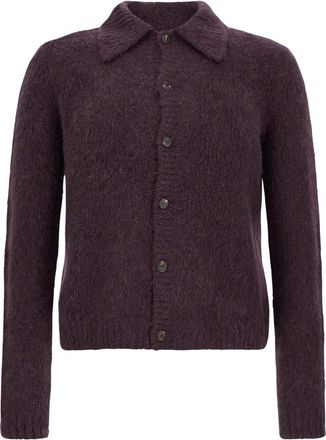 Dries Van Noten Mora Cardigan - Heren - Vesten - Paars - L - Wol - Truien & Vesten