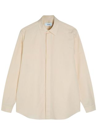 Lardini Cotton and Silk-blend Shirt - White - 40 (C15.75 / M)